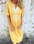 ANASE - Stylish Tunic Dress - Yellow
