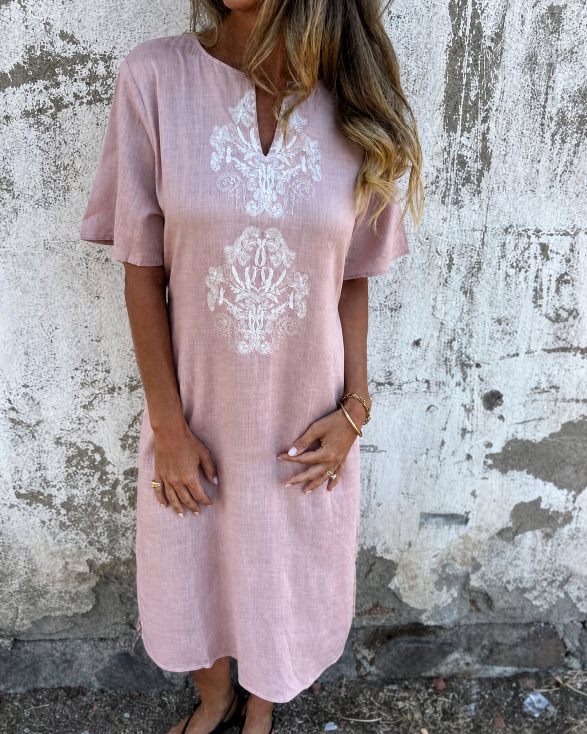 ANASE - Stylish Tunic Dress - Pink