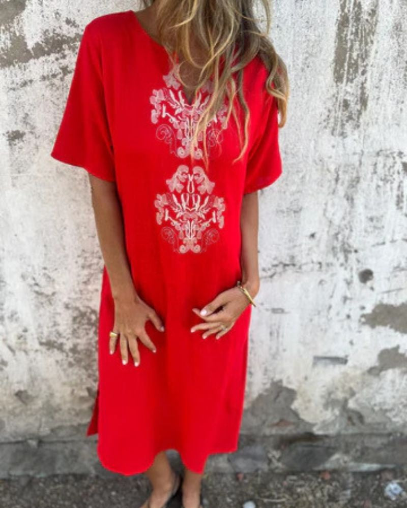 ANASE - Stylish Tunic Dress - Red
