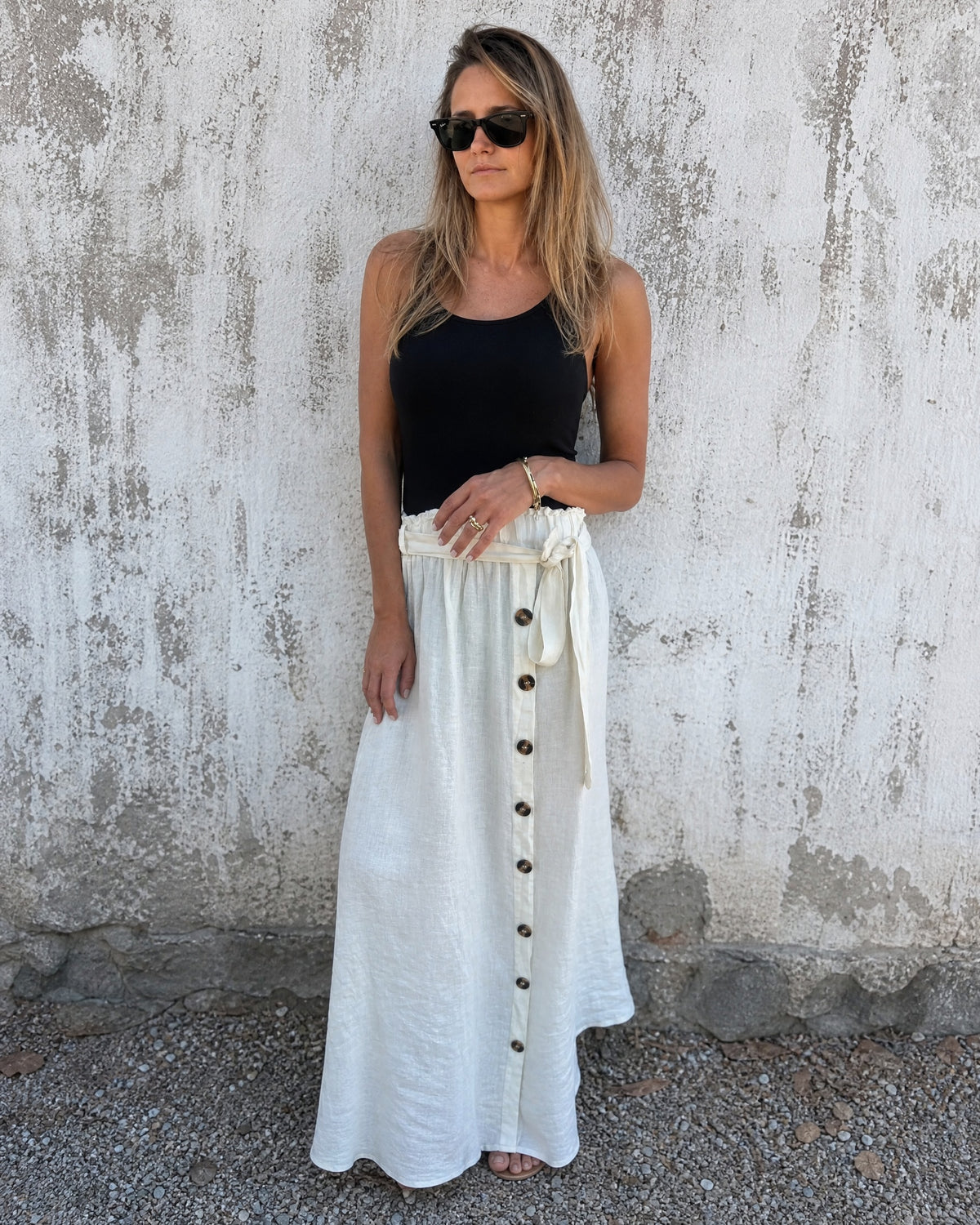 ANDARI - Stylish Skirt - White