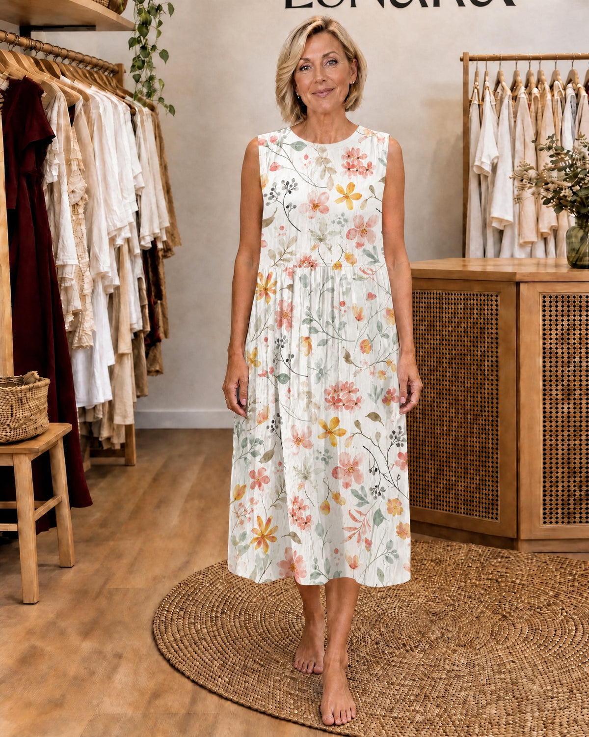 ARMELLE - Sleeveless Midi Dress