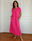 AVINE - Comfy Summer Dress with Pockets - Hot Pink