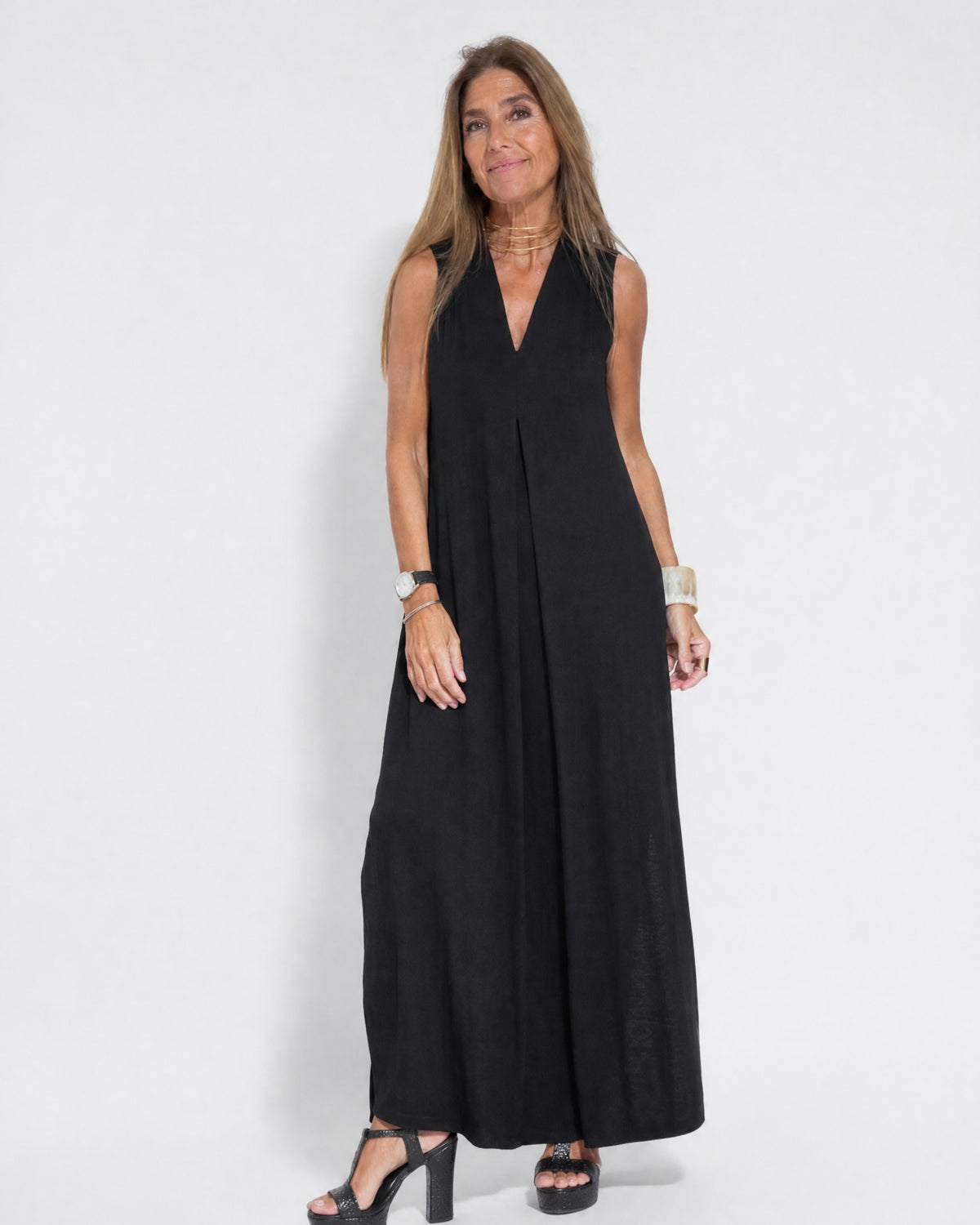 AYANIA - Slimming Dress and Vest Set - Dress - Black