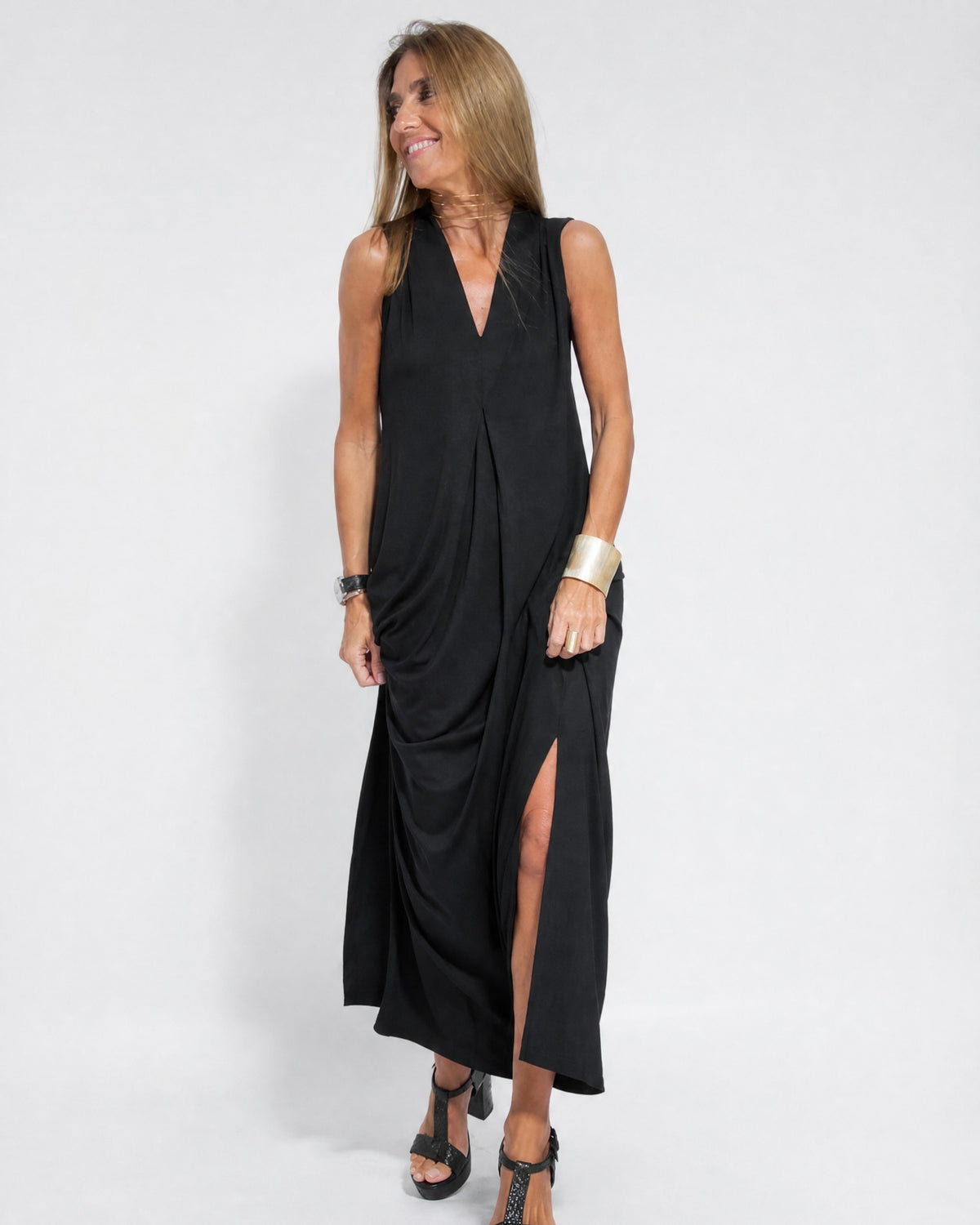 AYANIA - Slimming Dress and Vest Set - Dress - Black