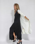 AYANIA - Slimming Dress and Vest Set - Black Dress + White Vest