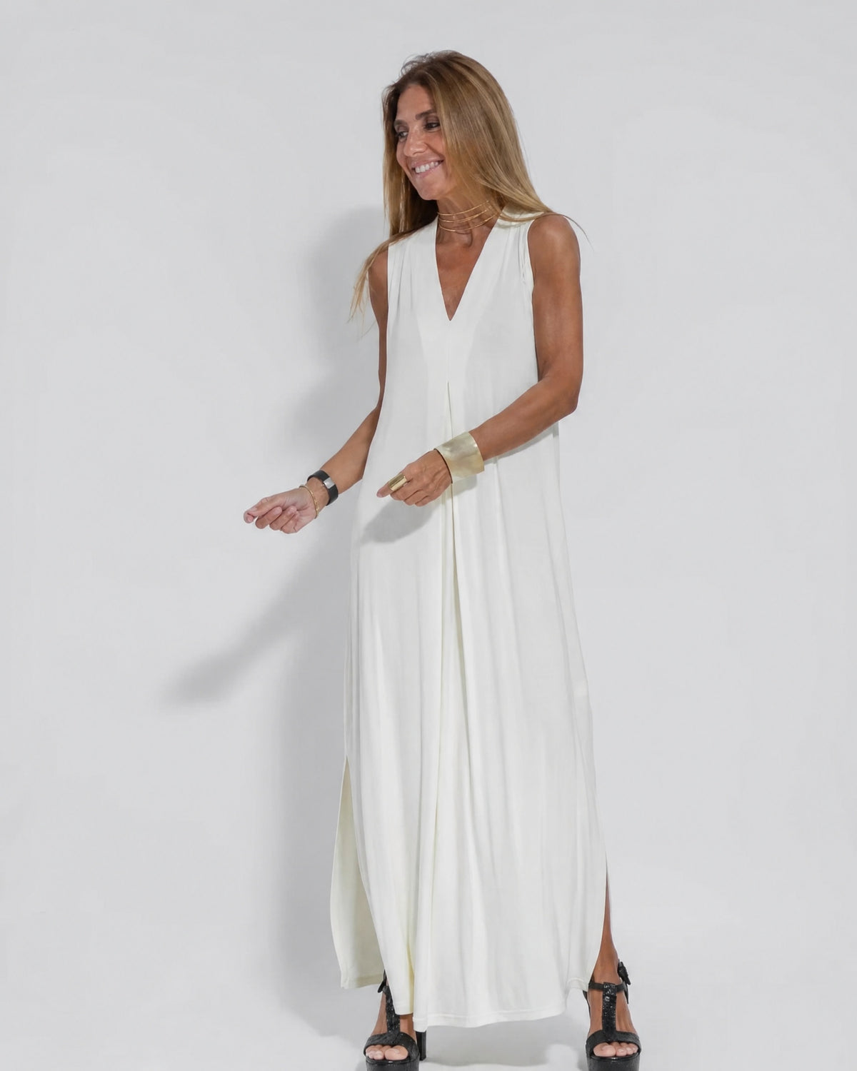 AYANIA - Slimming Dress and Vest Set - Dress - White