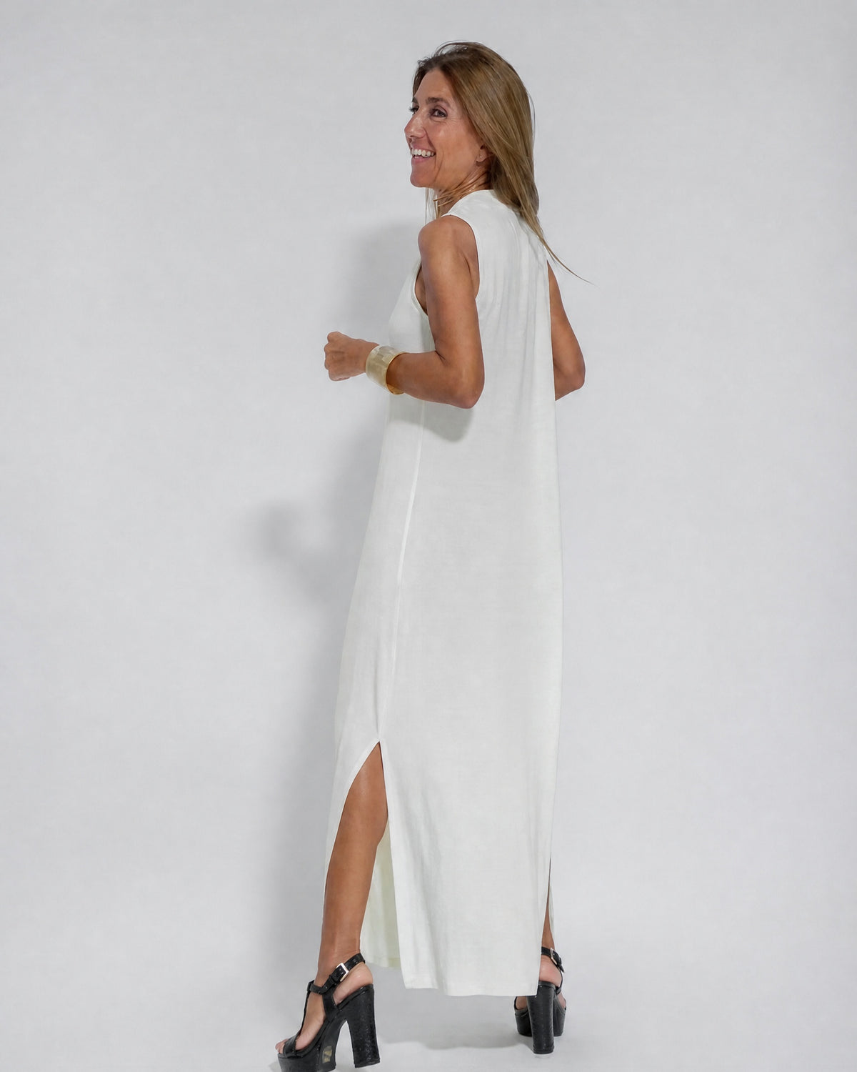 AYANIA - Slimming Dress and Vest Set - Dress - White