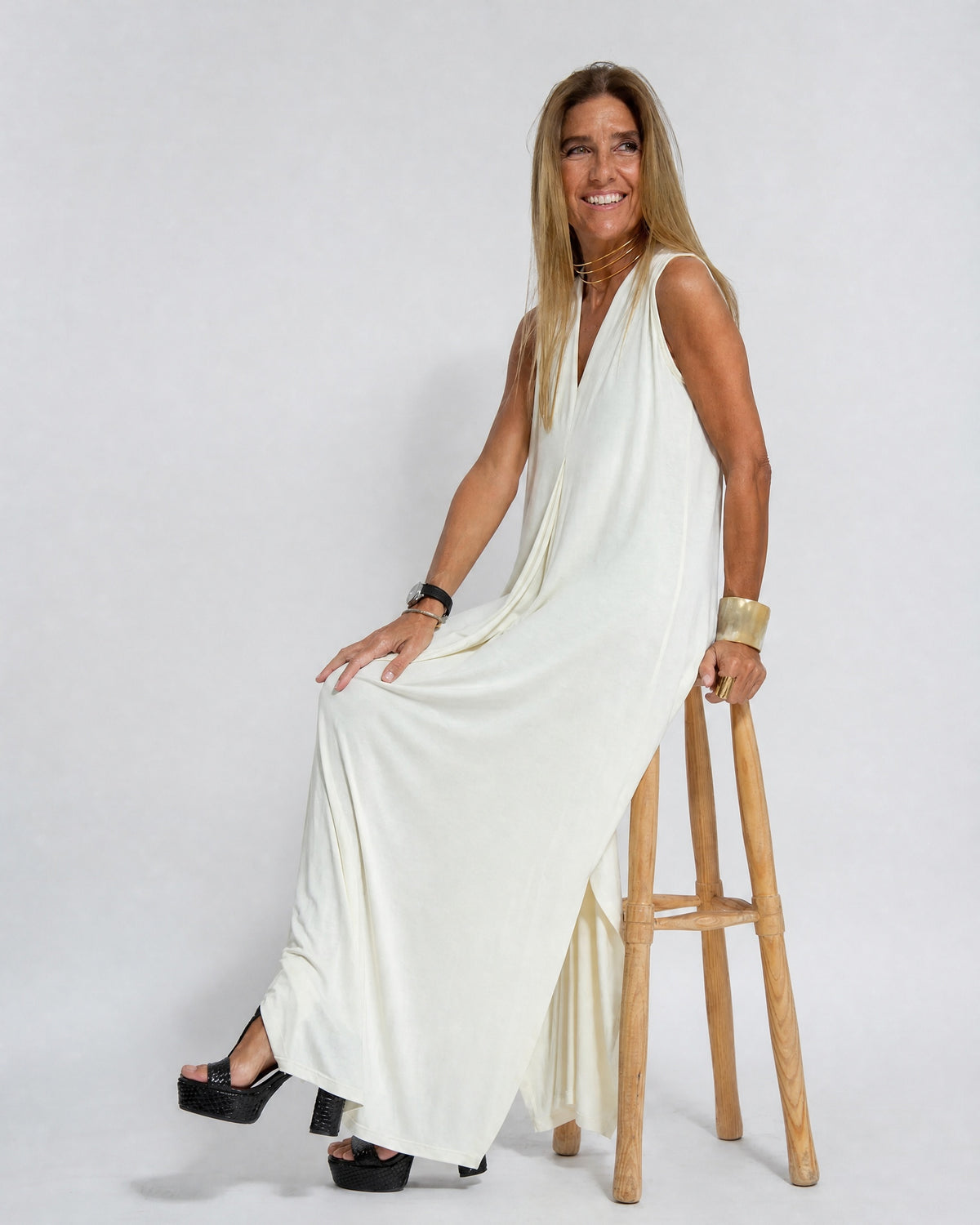 AYANIA - Slimming Dress and Vest Set - Dress - White