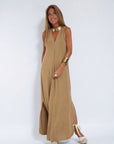 AYANIA - Slimming Dress and Vest Set - Dress - Coffee