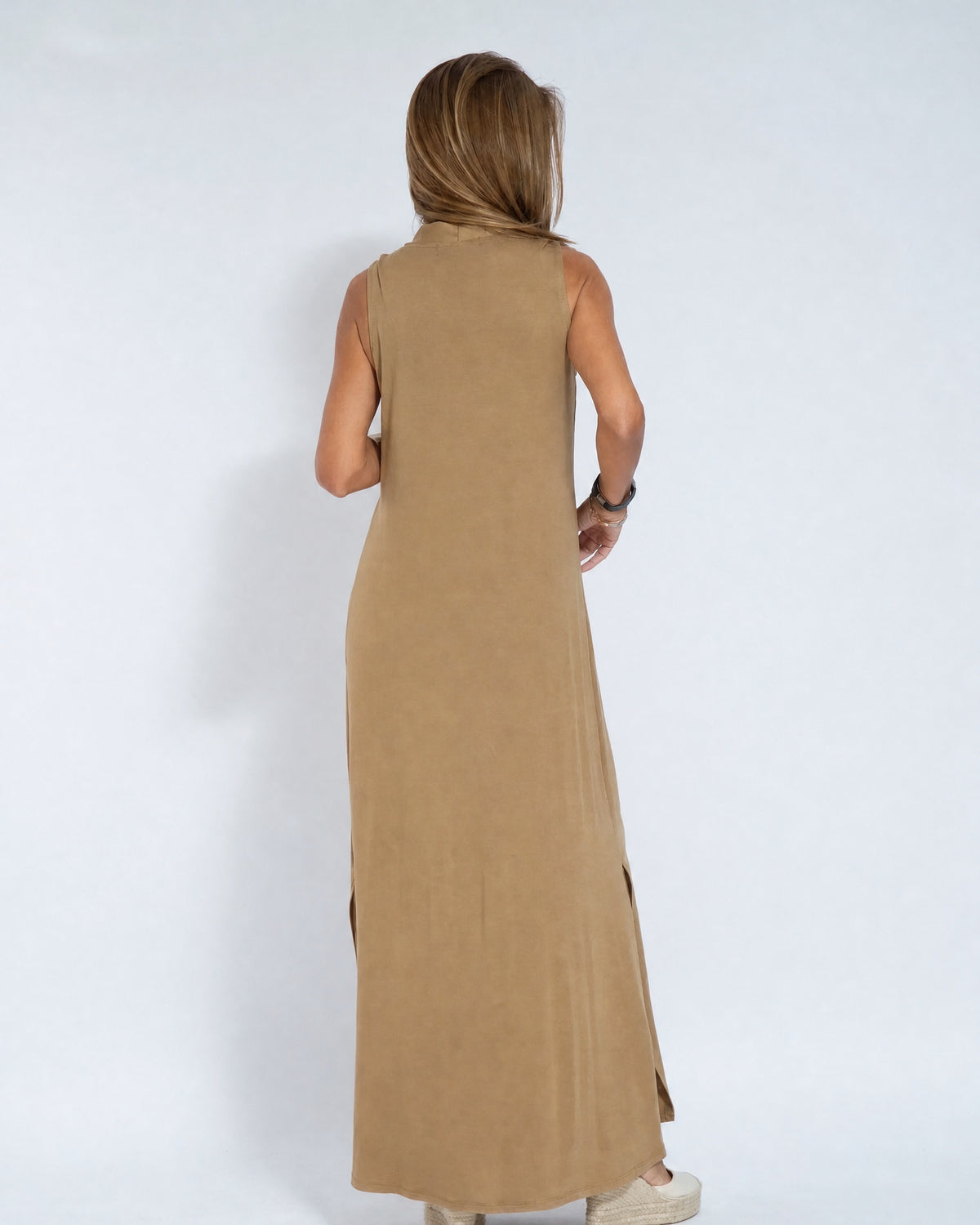 AYANIA - Slimming Dress and Vest Set - Dress - Coffee