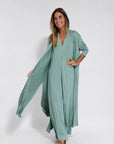 AYANIA - Slimming Dress and Vest Set - Olive Dress + Olive Vest