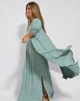 AYANIA - Slimming Dress and Vest Set - Olive Dress + Olive Vest