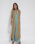 AYANIA - Slimming Dress and Vest Set - Olive Dress + Coffee Vest