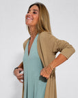 AYANIA - Slimming Dress and Vest Set - Olive Dress + Coffee Vest