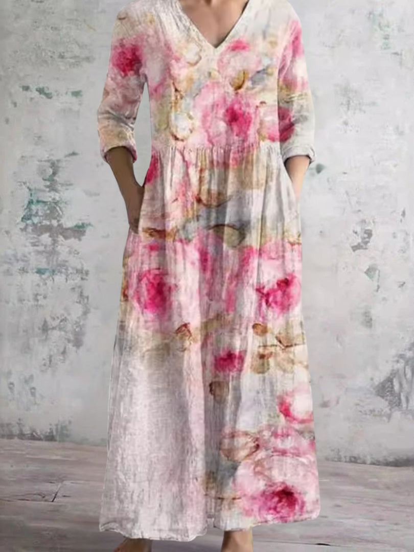 Barbara Blush Watercolour Maxi Dress