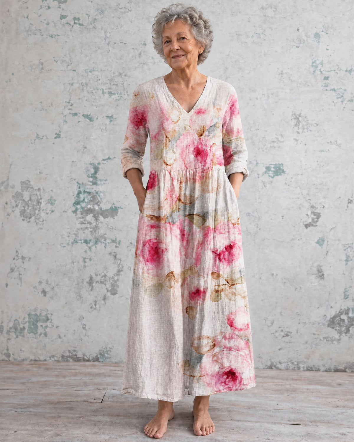 Barbara Blush Watercolour Maxi Dress