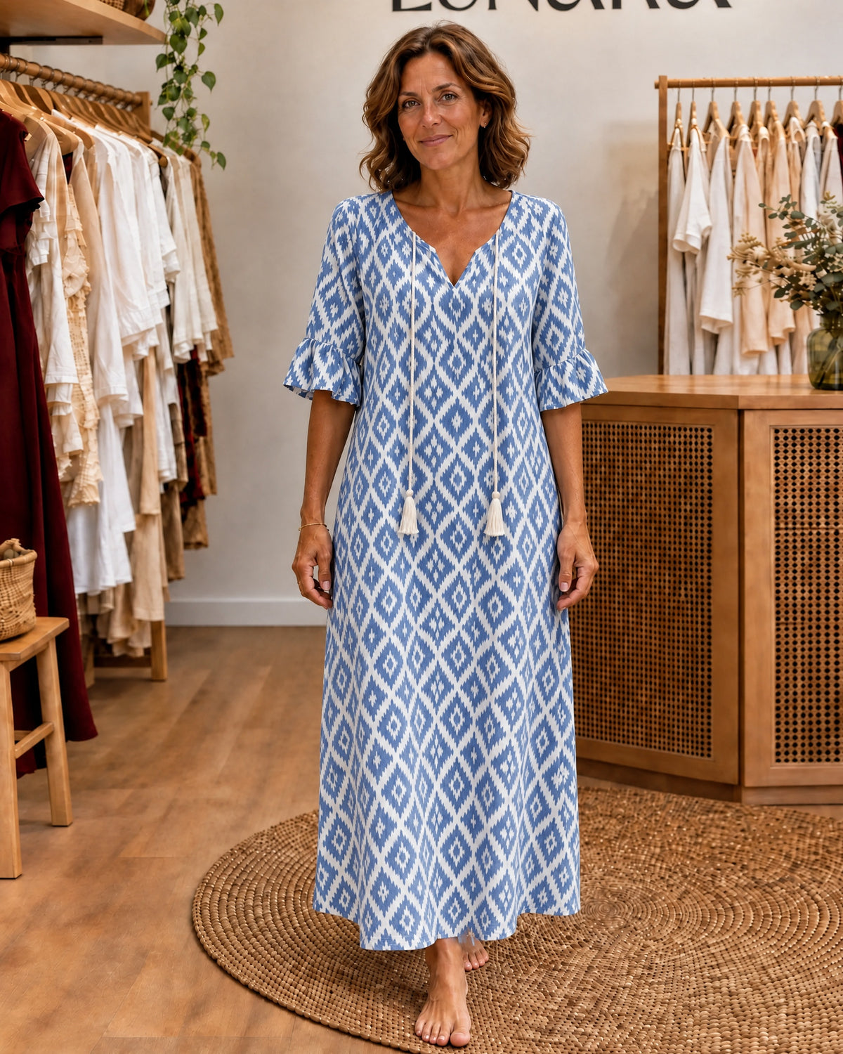 BARILA - Boho Maxi Dress - Blue