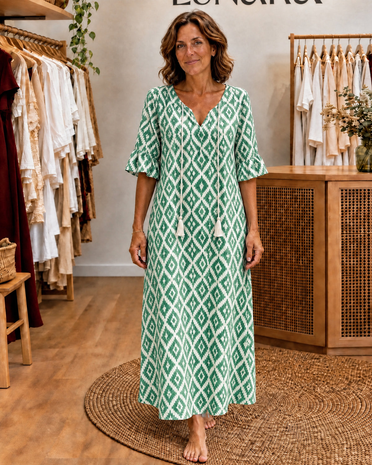 BARILA - Boho Maxi Dress - Green