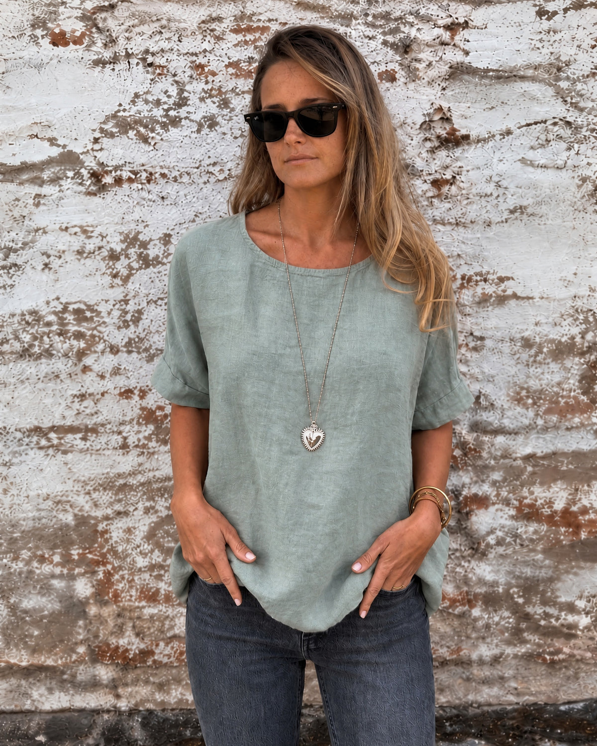 BAUA - Cotton and Linen T-Shirt - Green