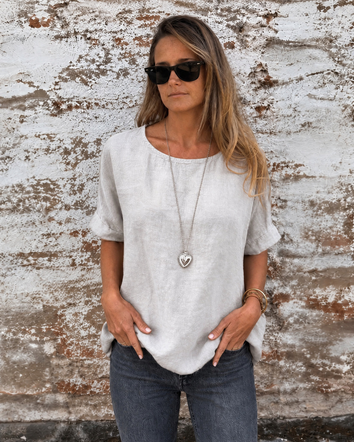 BAUA - Cotton and Linen T-Shirt - White