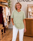 BEA - Floral Embroidered Shirt - Green