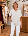 BEA - Floral Embroidered Shirt - White