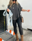 BELLA - Studded Oversized Tee - Washed Black