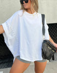 BELLA - Studded Oversized Tee - White