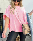 BELLA - Studded Oversized Tee - Pink