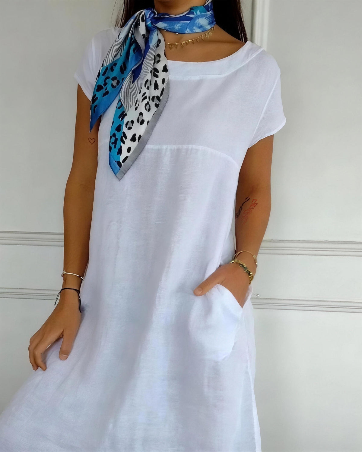 BERAWA - Casual Cotton Dress - White