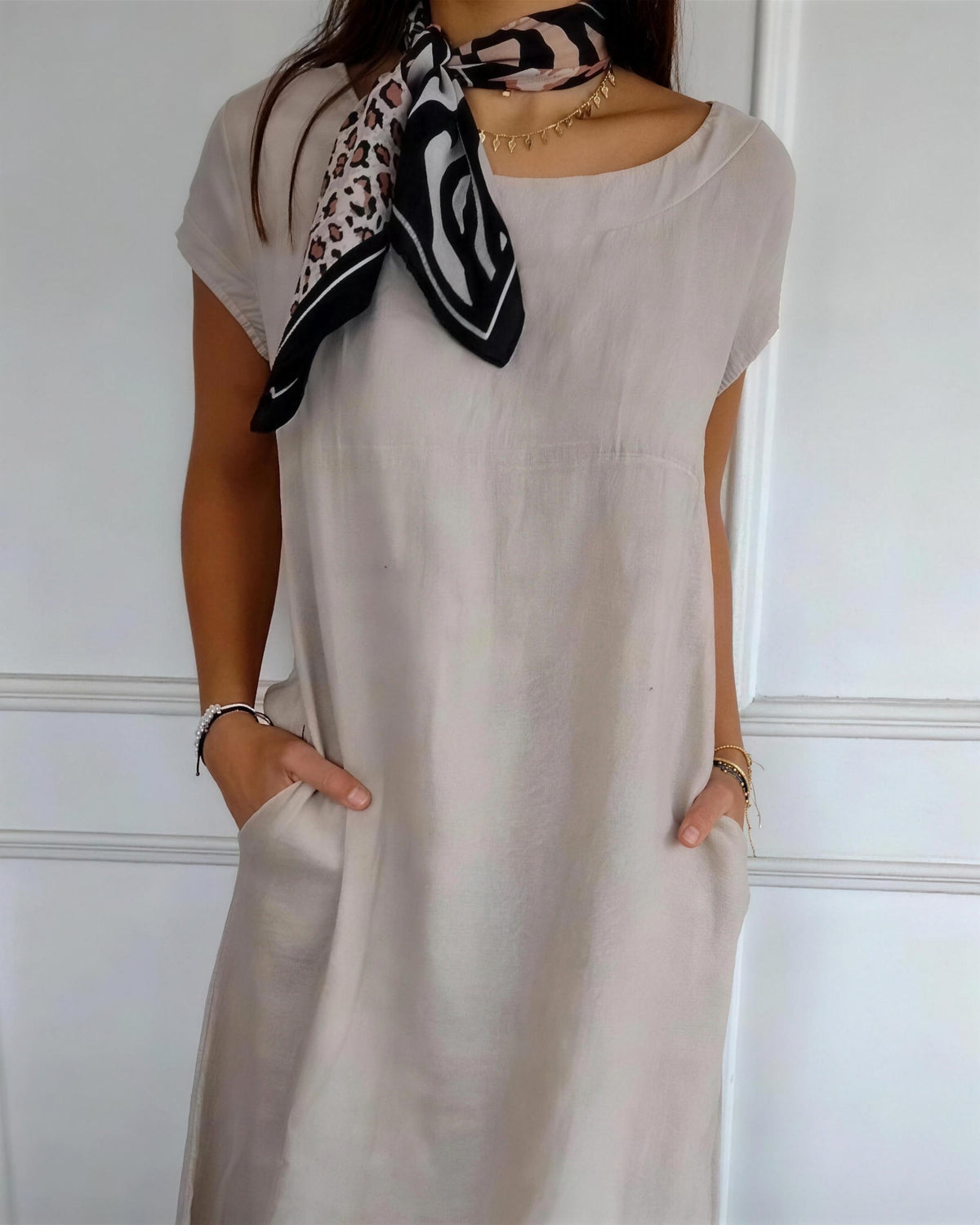 BERAWA - Casual Cotton Dress - Apricot