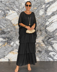 BETTY - Chiffon Boho Dress - Black
