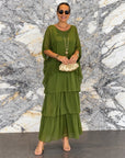 BETTY - Chiffon Boho Dress - Green