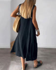 BLOME - Sleeveless Boho Midi Dress - Black