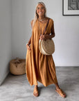 BLOME - Sleeveless Boho Midi Dress - Orange