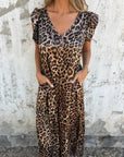 BOILIFE - Leopard Print V-Neck Jumpsuit