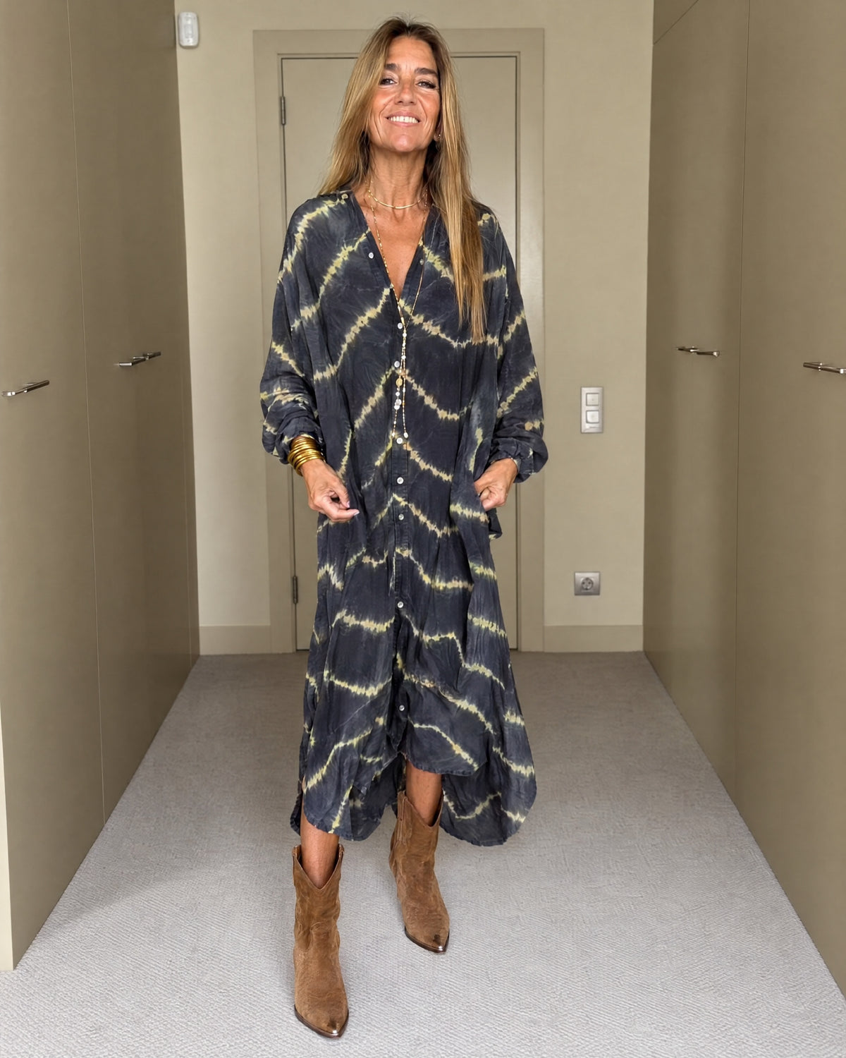 BOMEA - Boho Stripe Long Sleeves Dress