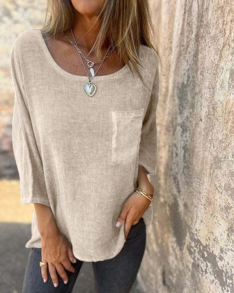 CEMAGI - Cotton and Linen T-Shirt - Apricot