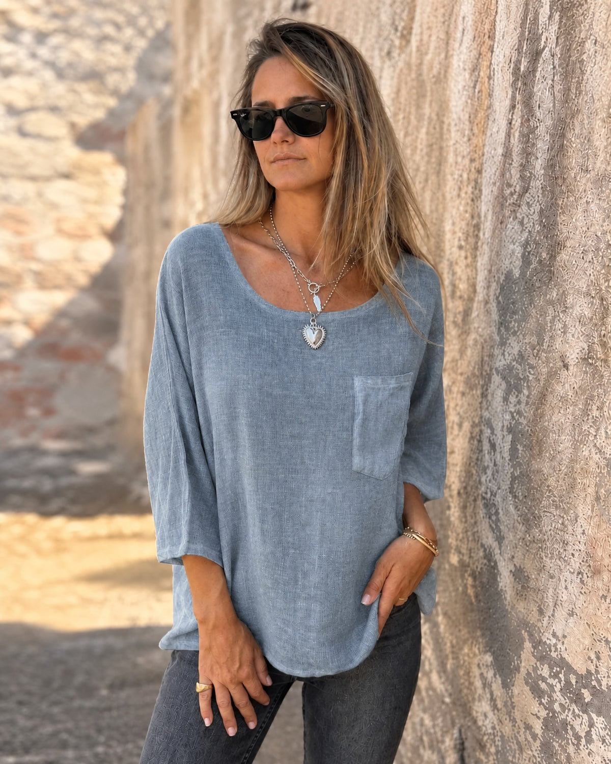 CEMAGI - Cotton and Linen T-Shirt - Gray