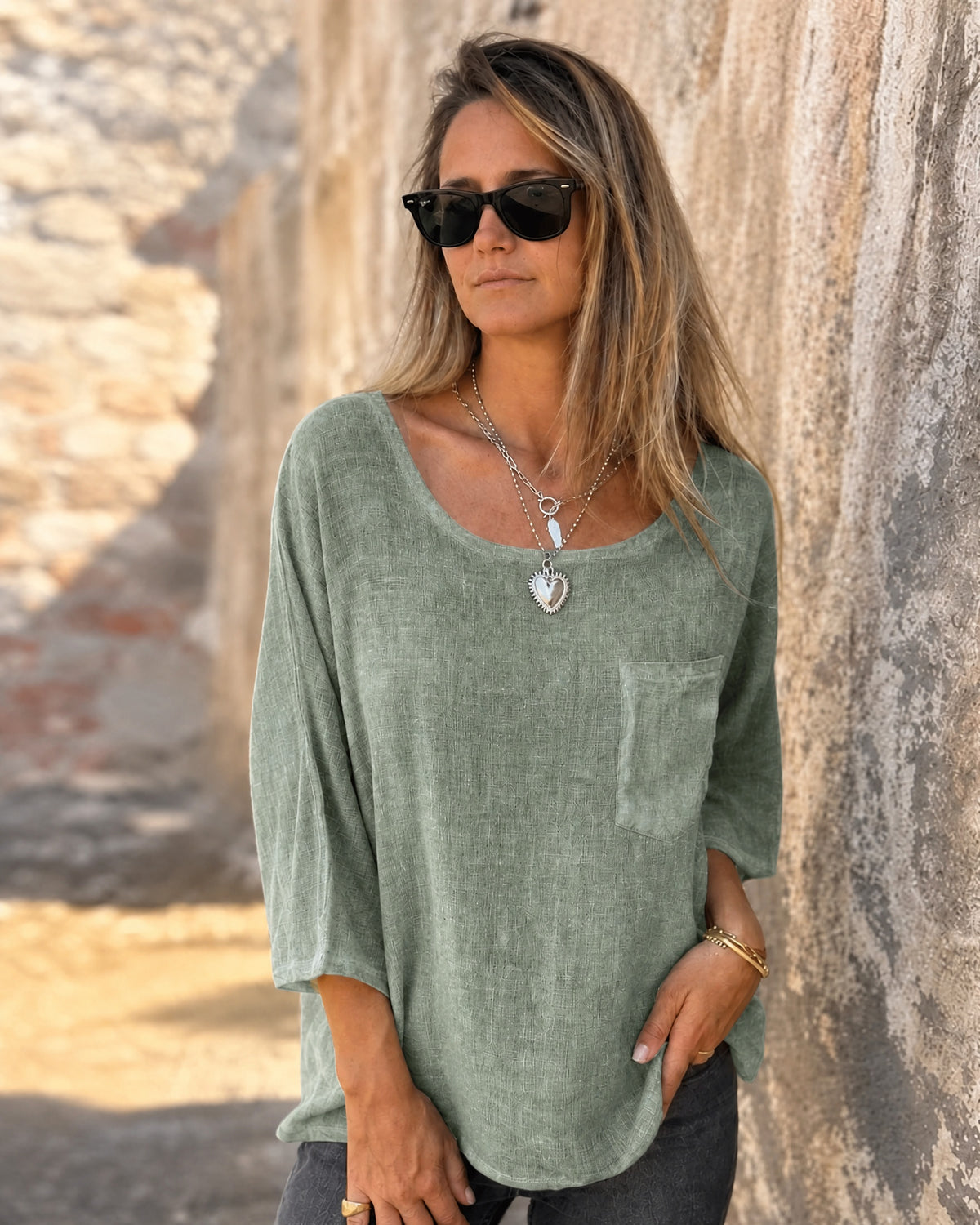 CEMAGI - Cotton and Linen T-Shirt - Green