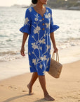 CHARLOTTE - Embroidered Floral Midi Dress