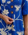 CHARLOTTE - Embroidered Floral Midi Dress