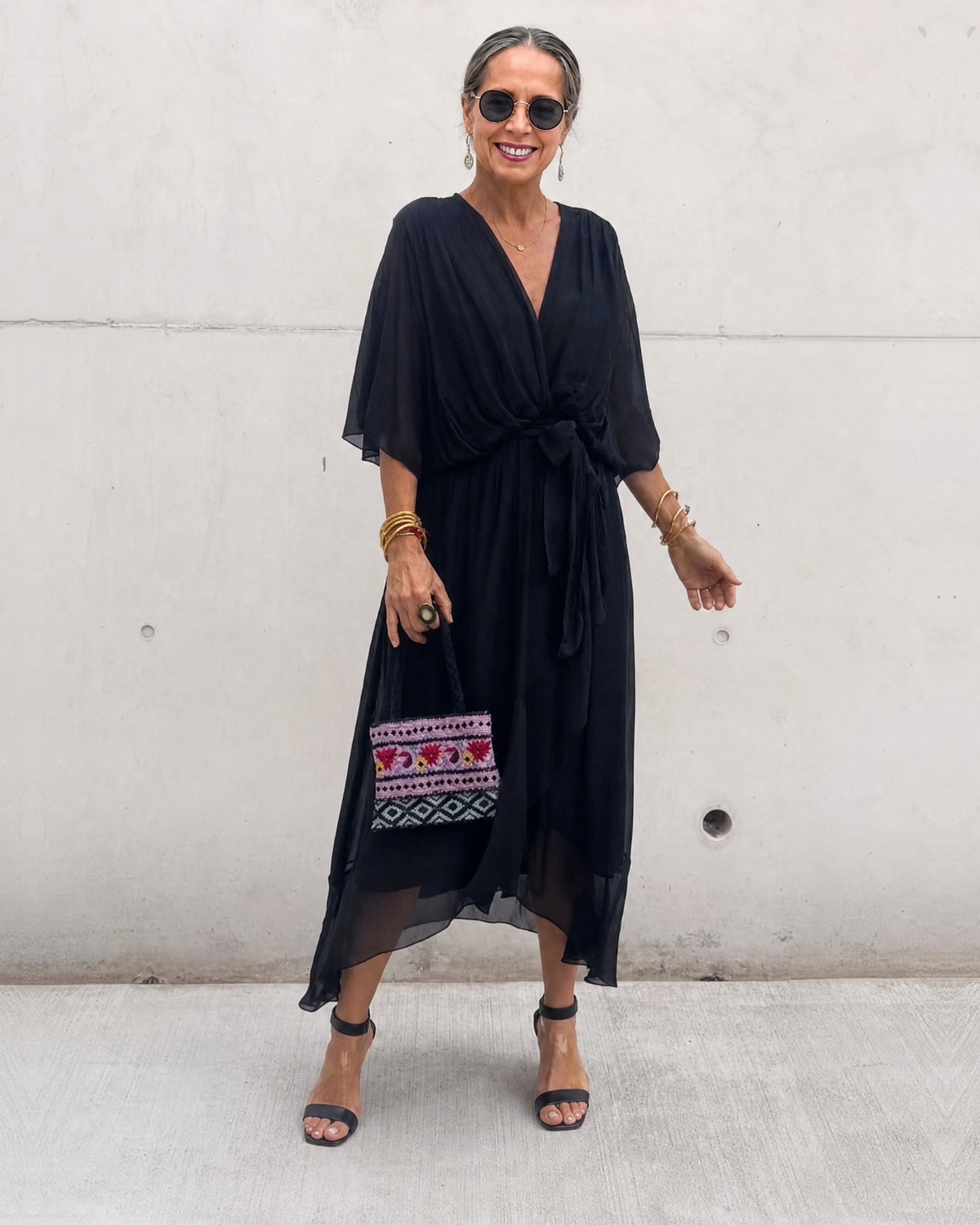 CRISTI - Flowy Crossed Dress - Black