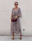 CRISTI - Flowy Crossed Dress - Gray