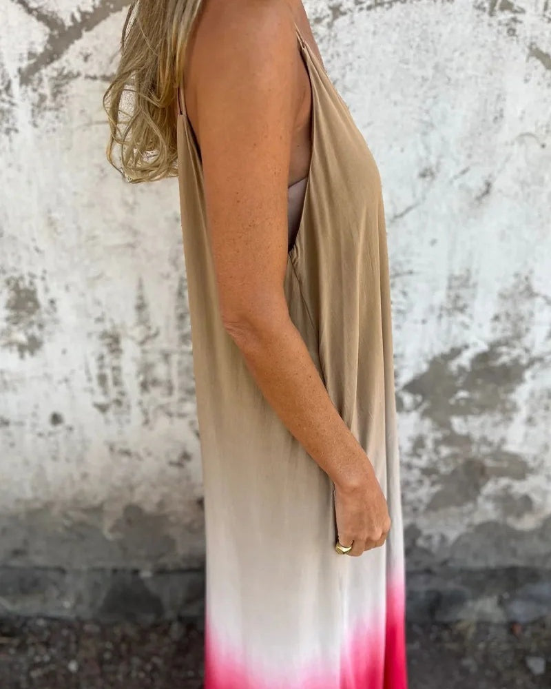 DEGRADE - Ombre Boho Maxi Dress - Red