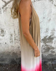 DEGRADE - Ombre Boho Maxi Dress - Red