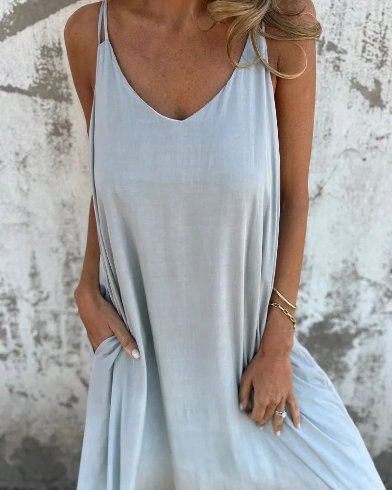 DEGRADE - Ombre Boho Maxi Dress - Light Grey