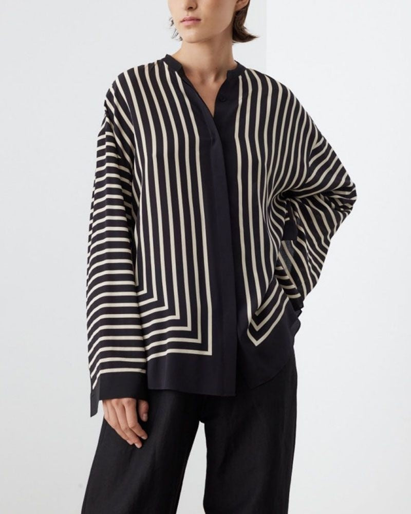 DEINA - Versatile Silk Shirt - Black