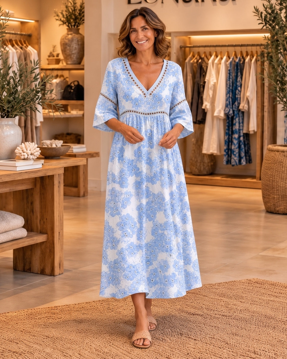 Delicate Blue Floral Beach Dress