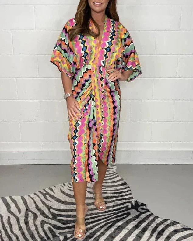 DIANE - Printed Kimono Dress - Multicolour